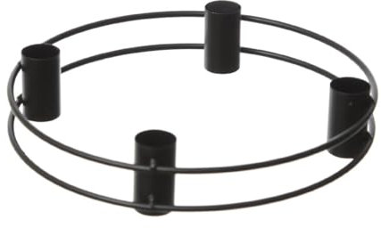 Stabkerzenhalter Adventskranz Kerzenständer rund D: 20,5cm Kerzenring Advent Kerzenhalter für 4 Stabkerzen schwarz