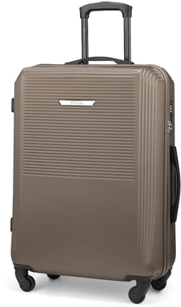 PUCCINI Resväska San Diego hårt fodral handbagage vagn lätt resväska med 4 hjul M-L-XL, Beige, L, Medium resväska