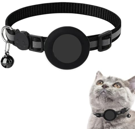HABNI 2 Stück Katzenhalsband Airtag mit Glocke,Reflektierend GPS Tracker Katze kompatibel mit Apple Airtag Hülle,Personalisiert kompatibel mit Airtag Halsband Katze mit Sicherheitsverschluss