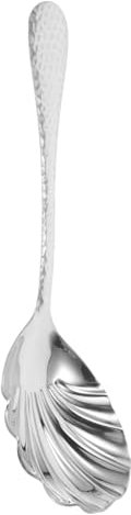 OFFSCH Edelstahl Servierlöffel Mit Hammerschlag-design Vielseitiger Tischlöffel Für Servieren Mischen Und Rühren Elegante Muschelform Für Desserts Kuchen Und Getränke Robuste Konstruktion