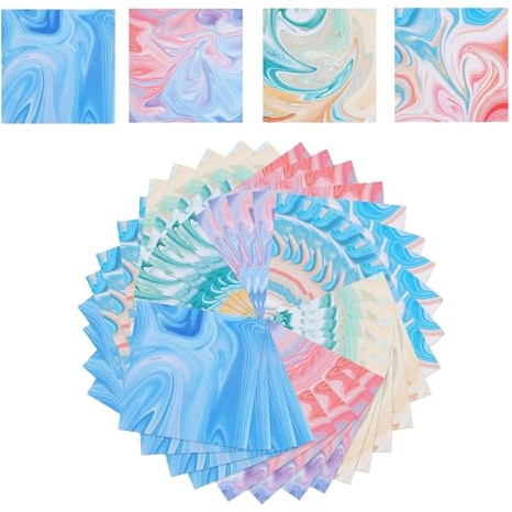 400 Blatt Origami Papier Farbverlauf,9.5 X 9.5cm Quadratisches Origami Papier Doppelseitig 4 Stile Bastelpapier Doppelseitig Origamipapier für Kinder und Erwachsene DIY Bastelprojekte