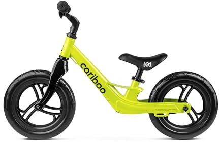 Cariboo Magnesium Pro Laufrad 12 Zoll ab 2 Jahre, Ultraleicht | Magnesiumrahmen, bis 30 kg belastbar, höhenverstellbarer Sattel, schnelle Montage, Jungen und Mädchen