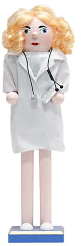 Asukohu Casse-noisette traditionnel en bois blanc pour infirmière - Décoration de Noël unique