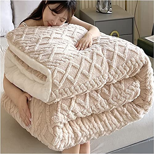 Trapunta invernale, addensare coperta in cashmere di agnello caldo, coperta in lana di agnello invernale, coperte pesanti per letto matrimoniale invernale, coperta in pile di biancheria da letto per