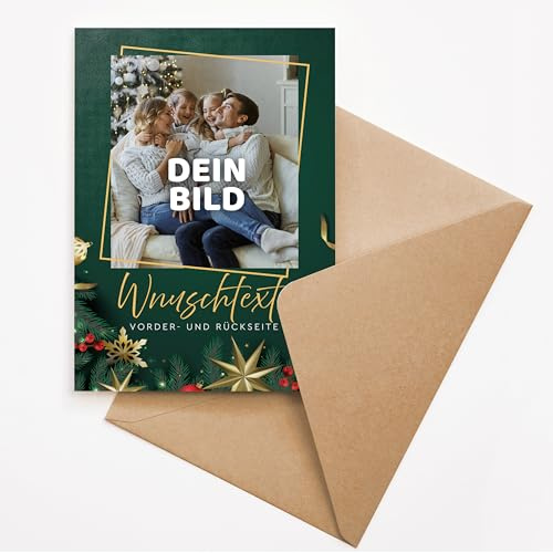 Ausgewählt verpackt Weihnachtskarte selbst gestalten – personalisiert mit Foto und Text – Klappkarte DIN A6 mit Umschlag – für besonders originelle Weihnachten – (MOTIV 5)