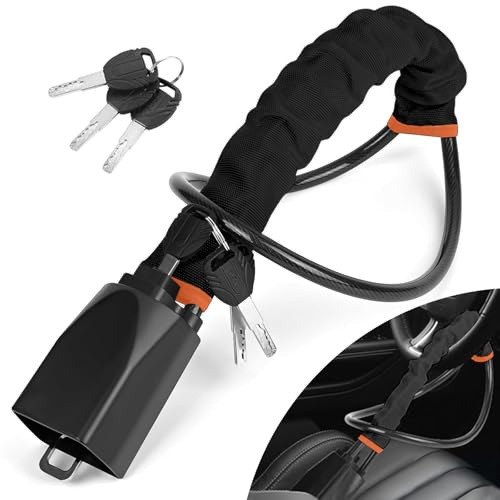 Steering Wheel Lock, Car Steering Wheel Locks, Heavy Duty Universal Steering Wheel to Seat Belt Lock, Double Car Anti Theft Device, Fits Most Vehicles, 3 Keys, Black