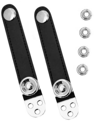 Beaupretty 2pcs Double-layer Accordion Straps with Metal Buckle Black Leather Fixation Bands for Bass and Standard Accordions Install with Center Distance