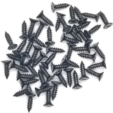 M3 Stainless Steel Screws 16 mm, Black Self Tapping Flat Countersunk Head Wood Screw, Hardware Fasteners, Pack of 50