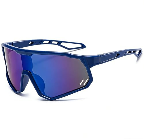LOJUDI Sports Kids Sunglasses for Boys Girls - UV Protection Cool Mirrored Childrens Cricket Running Cycling Sun Glasses - Blue Mirrored