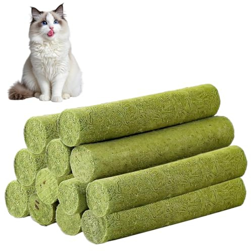 LAKPYN 12 Stück Katzengras Snack Katzen leckerlies Katzengras Sticks Gefriergetrocknet Snacks für Katzen für die Zahnpflege und Haarknäuel Entfernen Katzenminze Sticks