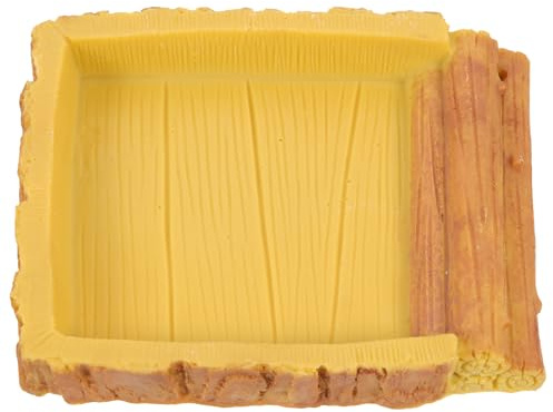 FRCOLOR Cuenco de Agua para Reptiles y Tortugas, Recipiente de Resina Amarillo Madera D, Plato para Terrario, Comedero y Bebedero para Animales Pequeños, Accesorio para Mantenimiento