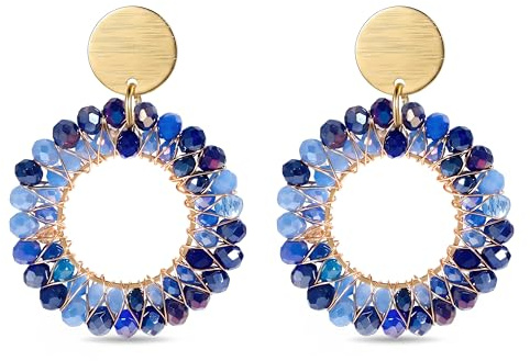 Mit Rund Damen Ohrringe Hängend Boho Sommer Statement Leicht Überhang Kristallweberei Urlaub Elegante Partys Ohrringe