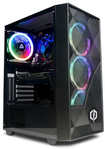 CyberPowerPC Regiment Gaming PC - AMD Ryzen 5 4500, Nvidia RTX 3050 6GB, 8GB RAM, 500GB NVMe SSD, 650W 80+ PSU, Wi-Fi, Windows 11, Eurus RGB