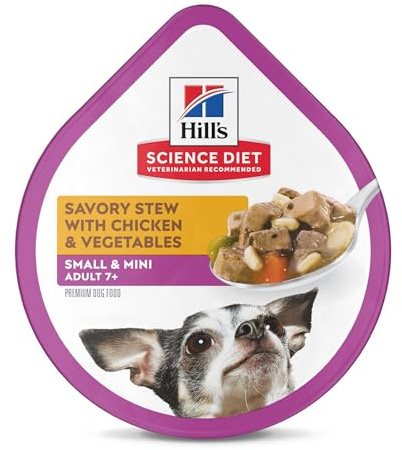Hill's Science Diet Adult 7+ Small & Mini Wet Dog Food, Chicken & Vegetables, 3.5 oz. Trays, 12-Pack