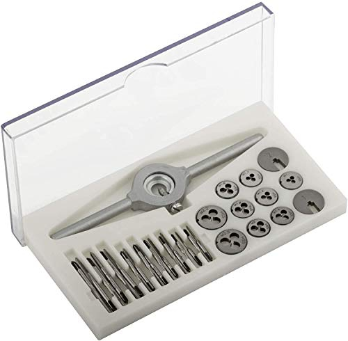 GSR PROFI Miniatur Gewindeschneid-Satz 31-tlg. M1–M2,5 | HSS-G Gewindeschneider Set für Feingewinde | Handgewindebohrer & Schneideisen für Innen- & Außengewinde | in robuster Kunststoffkassette