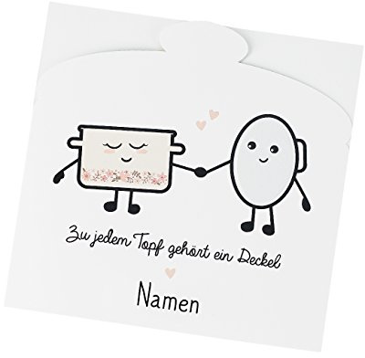 Herz & Heim® Glückwunschkarte zur Hochzeit - Zu jedem Topf gehört ein Deckel - mit Namen