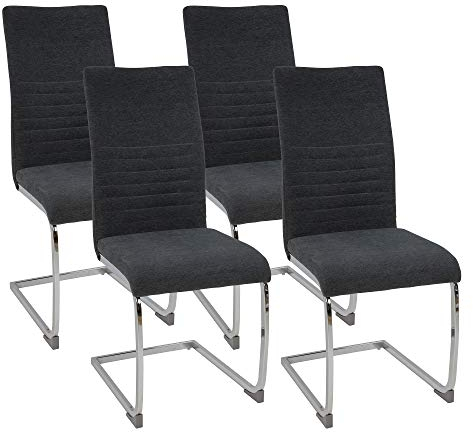 ALBATROS Freischwinger Stuhl Lugano 4er Set, Grau - Esszimmerstuhl Schwingstuhl mit Modernem Design, Stoff-Bezug, Dicke Polsterung - Küchenstuhl, Polster-Stuhl Esszimmer, Esstisch Stuhl