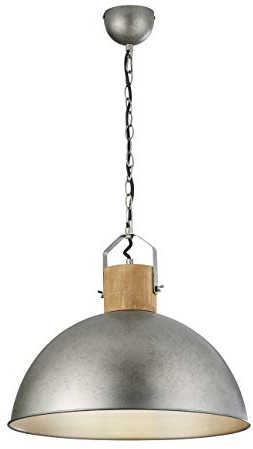Trio Leuchten Pendelleuchte Delhi 303400167, Metall Nickel matt antik, Tülle Holz, exkl. 1x E27, Silver