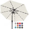 ABCCANOPY Ombrellone da giardino, 230 cm, inclinabile, con 32 luci a LED a energia solare, per giardino, terrazza, piscina, spiaggia di sabbia, beige