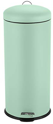 Ribelli Pattumiera in acciaio inox cestino pattumiera a pedale contenitore rifiuti 30L rotondo, colorazione:menta