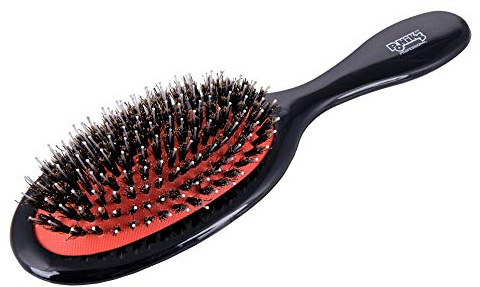 Ponik‘s Haarbürste aus Wildschweinborsten, 22x7 cm, mit Nylon-Massage-Stiften für weiche und natürliche Haarkonditionierung, Schwarz