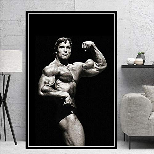 Konstverk,Affischer,Posters,Modern Canvas Art Poster Print Oljemålning Arnold Schwarzenegger Bodybuilding Fitness Gym Workout, Wall Art Pictures Heminredning, Affischer För Herrrum-50X70Cm