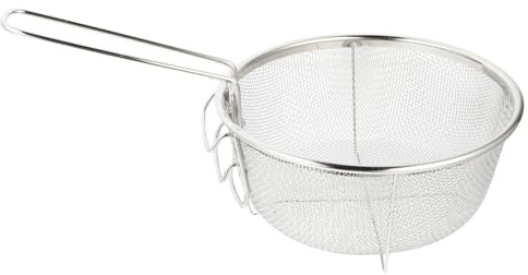 DOITOOL Skimmer Strainer with Folding Handle Stainless Steel Frying Basket 12.80 X 7.68 X 3.35 Inch Kitchen Tool for Chips Chicken Vegetable Deep Frying