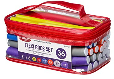 Red by Kiss 36PCS Flexi Rods, Flexible Curling Rods, Twist Foam Hair Rollers, No Heat Hair Curlers 7 Sets