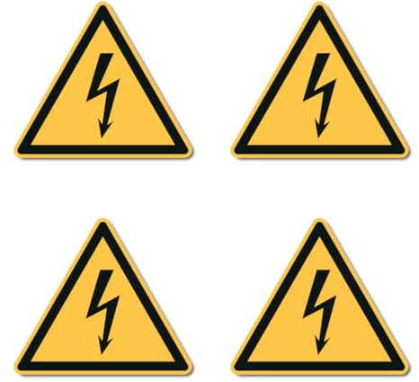 Warnung vor elektrischer Spannung: W012 - DIN EN ISO 7010 / ASR A1.3 - Aufkleber: 7.5 cm, 4 Stück