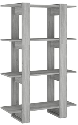 vidaXL Bücherregal Raumteiler Standregal Aktenregal Wandregal Regal Raumtrenner Aufbewahrung Büroregal Mehrzweckregal Grau Sonoma 80x30x123,5cm