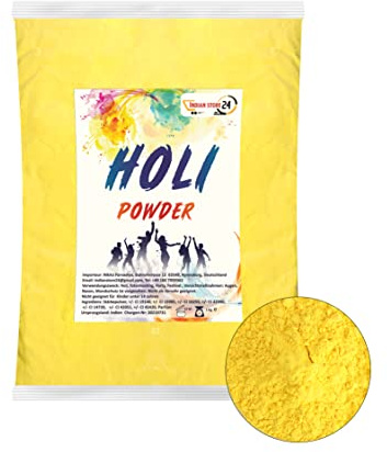 Holi Gulal, polvere solubile in acqua, Natural Festival, servizio fotografico, Rangoli Colors, arcobaleno, powder holy, sacchetto di colore con glitter in polvere (giallo, 1 kg)