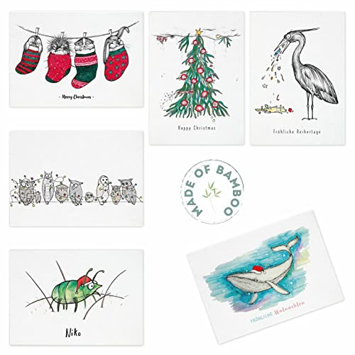 Ligarti® Postkarten Set I nachhaltige Grußkarten | Karten für Weihnachten | auf Premium Bambuspapier I Nikolaus, Christmas
