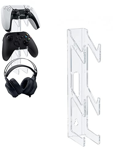 Mcbazel pour Switch/PS5/PS4 Support Mural Double Contrôleur de Jeu et Support de Casque Support Mural Transparent pour PS5/PS4/Xbox/NS Switch/Switch 2
