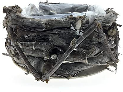 finehomegarden Pflanzkorb Holz Geäst Pflanzgefäß Ø33cm H13cm Natur gekälkt Schale Pflanzschale