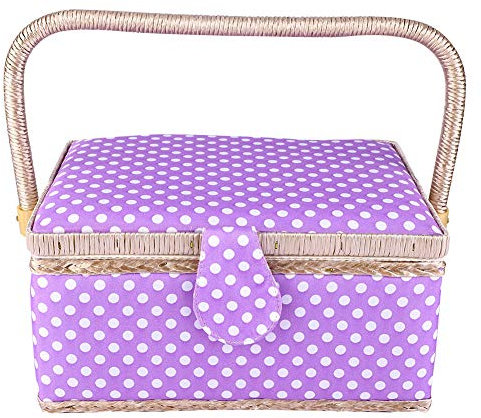LANTRO JS Handgefertigter Nähkorb für organisierte Stoff-Bastelaufbewahrung, bequemer Griff, doppellagiges Design, hochwertige Materialien, stilvolles Aussehen und integrierte Funktionen