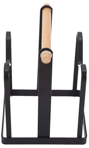 Support Planche a Decouper, Range Couvercle Casserole Porte Couvercle Support Porte Assiette Support De Poêle En Métal Avec Manche En Bois Pour Cuisine Organisateur