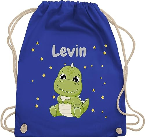 Turnbeutel Rucksack - Süßer Dino Dinosaurier Dinosaurus Dinomotiv - Unisize - Royalblau - dinosaurier-rucksack für den kindergarten personalisierte geschenke kinder tier saurier beutel