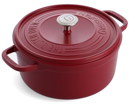 GreenPan Featherweights Gesunde Keramik Antihaft Schmortopf, 22 cm/3 Liter, Gusseisen Schmortopf mit Deckel, PFAS-frei, Induktion, Backofenfest, Rot