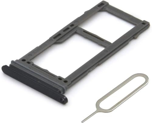 Replacement Dual SIM Card Tray Compatible with Samsung Galaxy S8 /- Incl. Rubber Seal and SIM Pin - SIM Card Holder - Black