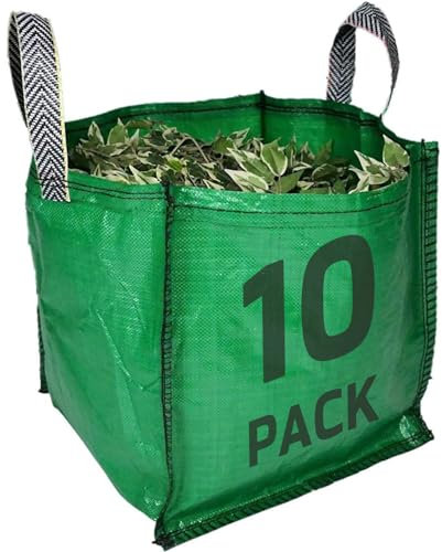 sackmaker Garden Waste Bags - 90 Litre - 1 to 5 Sacks - PREMIUM GRADE - Industrial Fabric and Handles - Heavy Duty Garden/Green Waste Sacks (10 Pack, Green)