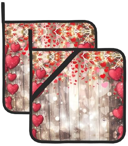 Red Love - Presine per barbecue a forma di cuore, resistenti al calore, per cottura al forno (confezione da 2)