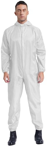 Fldy Combinaison de protection antistatique et anti-poussière pour homme - Pour travaux de peinture légers, travaux de peinture, de nettoyage, Blanc., 3XL
