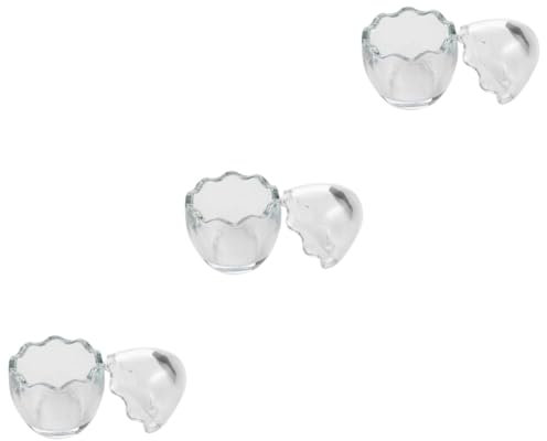 TOPBATHY 3pcs Glass Yogurt Storage Cup Eggshell Shape Pudding Cup for Cheesecake Jelly Making