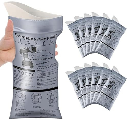 Lunyloer Tragbarer Urinbeutel, 12 Stück Einweg-Urinbeutel 700 ml, Tragbare Natursekt Beutel Outdoor Notfall Toiletten Toiletten, Urinal Erbrochenes Beutel für Camping Reisen Auto Stau