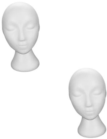 Healeved 2st Kopfform Aus Schaumstoff Hutständer Schaufensterpuppenkopf Perücke Mannequinkopf Schaumkopf Schaufensterpuppenköpfe Perückenhuthalter Hut Schaufensterpuppe Kopf Weiß