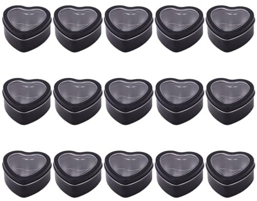Verve Jelly Scatole di latta in metallo a forma di cuore 15 pezzi scatole di caramelle per San Valentino con finestra trasparente barattolo di biscotti scatola di latta vuota per di candele