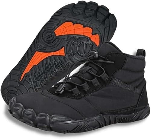 Polar Winter Barefoot Shoes Warm Lined Winter Shoes for Men and Women(Black,10 UK)