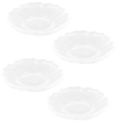 MAGICLULU 4pcs Round Glass Saucer Tray Tea Plate Snack Dish Condiment Dish for Kitchen Home Use