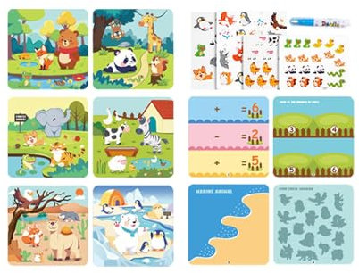 Malen mit Wasserbüchern für Kinder, Malbuch für Kinder - Wiederverwendbares Malbuch, Lernen Lernen, pädagogische Lernen, Wasserperlen für die