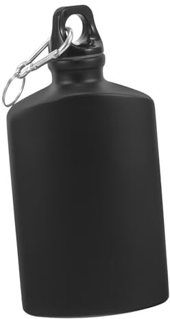 BESPORTBLE Gourde Militaire Résistante à L'usure 500 Ml en Alliage D'aluminium Noire, Bouteille D'eau Portable pour Camping Randonnée et Survie en Plein Air